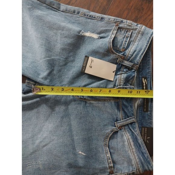 Seven7 Jeans Retro-Denim Ankle Straight Vintage Embroidered Cut Out Leg Sz 12 - Picture 12 of 15